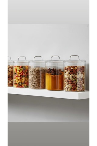 1000 Ml Cam Kavanoz Kapaklı Bakliyat, Baharat & Kuru Gıda Saklama Kabı Şeffaf, Dayanıklı Cam