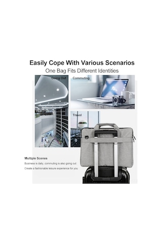 Xindoker Gri Oxford Kumaş 15.6" Laptop Çantası - Çift Çekmeceli, Yumuşak İç Döşeme, Valiz Kayışı İle Seyahat Ve İş İçin El/omuz Çantası Gri