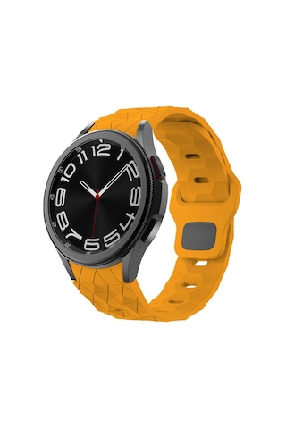 Galaxy Watch Uyumlu 5 40mm Zore Krd-116 20mm Futbol Desenli Spor Tasarımlı Silikon Kordon-sarı