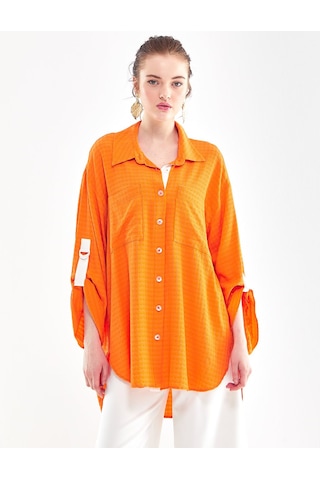 Çift Cepli Oversize Tunik-turuncu Turuncu