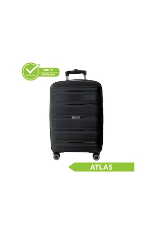 Vegmann Polipropilen Pp Atlas Siyah Büyük Boy Valiz Siyah