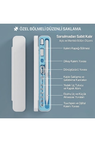 Dokunmatik Kalem Saklama Kutusu / Kalem Ve Uç Organizer Kılıf / Sert Kasa + Yumuşak Silikon İç / Su Geçirmez & Ta Çok Renkli