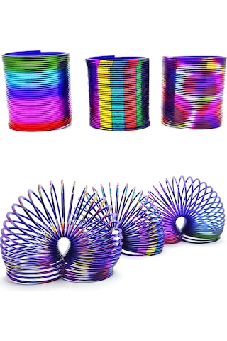 Metalik Renkli Stres Yayı Desenli Oyuncak Stres Yayı - 5 Cm Çapında - 2 Adet
