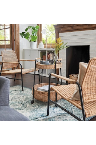 Ikea Beyaz Modern Berjer Koltuk - Rattan Koltuk