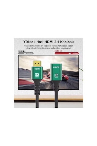 8k Hdmı 2.1 Görüntü Kablosu Uzatıcı - Erkek Dişi Dönüştürücü 48gbps Ultra Hd Aktarım Kablosu-hc800220f