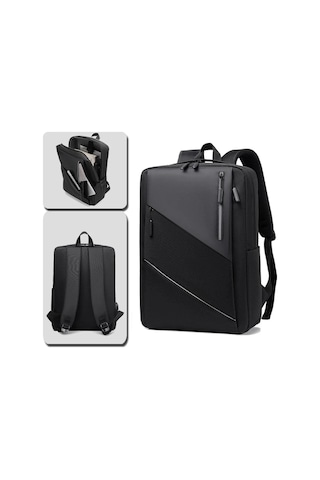 Laptop Notebook Sırt Çantası Okul İş Seyahat Su Geçirmez Yeni Nesil Çok Cepli Taşıma Çantası Siyah