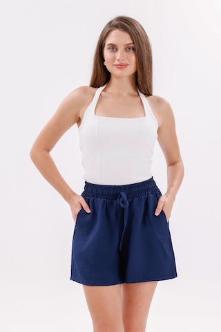 Genius Store Genıus Store Kadın Şort Aerobin Pamuklu Cepli Çekmez Kumaş Beli Lastikli Şort Lacivert