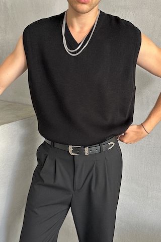 Erkek V Yaka Oversize Süveter Siyah