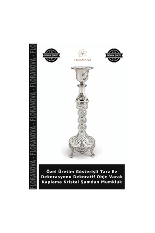 Özel Üretim Gösterişli Tarz Ev Dekorasyonu Dekoratif Obje Varak Kaplama Kristal Şamdan Mumkluk Çok Renkli