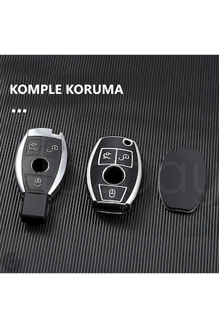Mercedes A B C E S G Serisi Gl Gla Glc Cla Cls Amg W212 W205 W204 Gümüş Tpu Anahtar Kılıfı Siyah