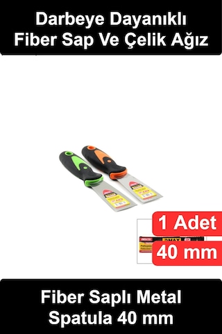 Spatula Profesyonel Metal 40 Mm Fiber Saplı Paslanmaz Çelik Ağızlı Boya Alçı Sıva Yüzey Kazıma Sıyı