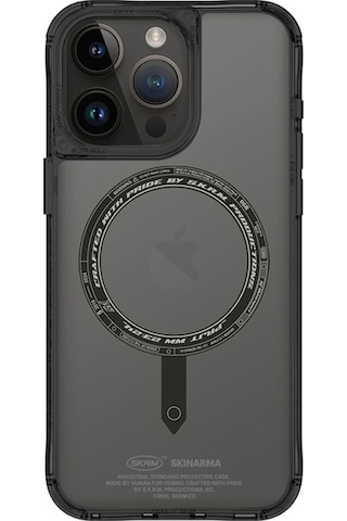 Apple Uyumlu iPhone 15 Pro Kılıf Skinarma Şeffaf Airbag Tasarımlı Magsafe Şarj Özellikli Saido Kapak Mavi