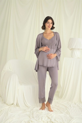 L'ombre Dantelli Hamile Lohusa 3lü Pijama Takımı
