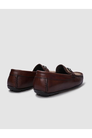 Cabani %100 Hakiki Deri Kahverengi Örgü Detaylı Erkek Loafer-kahve Rengi Kahverengi