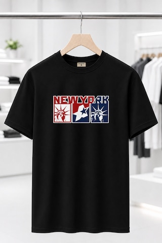 Bayloranzzo New York %100 Pamuk Heavy Cotton Premium Kalite Unisex Tişört Siyah