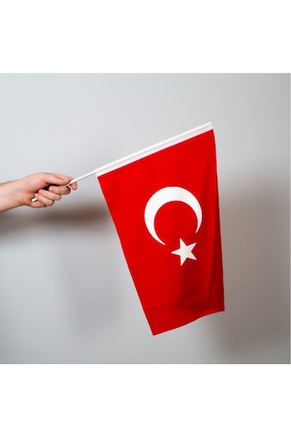 Türk Bayrağı 30X45CM Alpaka Kumaş - Sopalı-30 Adet