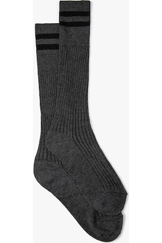 Koton Uzun Soket Çorap Şerit Detaylı Dokulu Antrasit 4wak80563aa 4WAK80563AA931 Antrasit