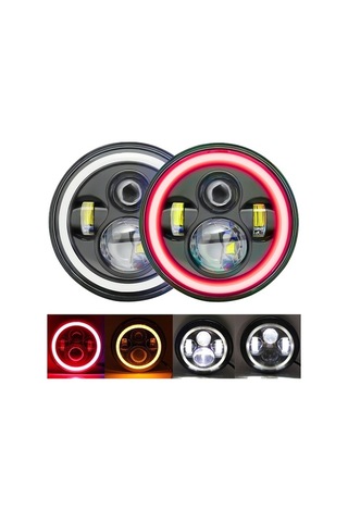 Flybuy Adet 7 Araba Motosiklet Led Far Drl/çevirme Sinyali/kısa/uzun Far Kırmızı A Siyah Siyah