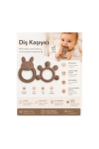 Bebek Diş Kaşıyıcı Kolay Tutuş, Güvenli Kullanım Kahverengi