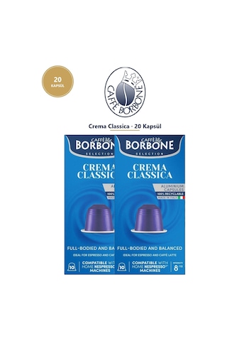 Caffe Borbone Crema Classica 20 Kapsül 2x10 Nespresso Uyumlu Alüminyum Kapsül Kahve Tett 07/2027 Caffe Borbone Crema Classica 20 Kapsül 2x10 Nespresso Uyumlu Alüminyum Kapsül Kahve Tett 07/2027