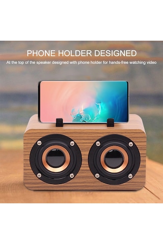 Samdoo Ahşap Kasa Retro Bluetooth Hoparlör - Fm Radyo, Tf Kart, Aux Desteği, Taşınabilir Tutamak Ve Telefon Tutucu - Ft-4002