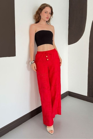 Verymoda Nakışlı Pantolon D2876 Kırmızı