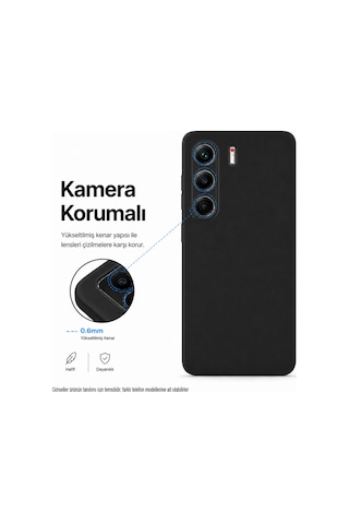 Tecno Spark 20 Kılıf Premium Mat İnce Kamera Korumalı Silikon Kapak Siyah
