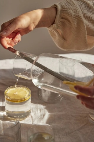 Aarke Glassware Set Kristal Karaf Ve 4 Lü Bardak Seti Meşrubat Bardakları Beyaz