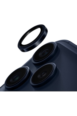 Apple Uyumlu iPhone 17 Pro Ve 17 Pro Max Metal Çerçeveli Temperli Kamera Lens Koruyucu Mavi