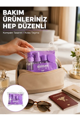Mey İthalat Seyahat Bakım Seti 5 Parça Sızdırmaz Şeffaf Kapaklı 30ml Yeni Nesil