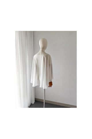 Ezni Atelier Şifon Gelin Pelerini 75 Cm Transparan Gelinlik Pelerini Uzun Gelin Pelerini Zarif Düğün Pelerini Beyaz Beyaz