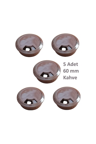 Adilon Masa Üstü Kablo Kanalı Deliği Kapağı Kahverengi Masa Kapağı 6 Cm 5 Adet