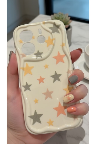 Xiaomi Redmi Note 14 4g Uyumlu Pastel Yıldız Desenli Dalgalı Kenar Kılıf - Kamera Korumalı