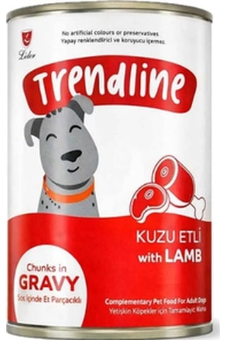 Trendline Sos İçerisinde Et Parçacıklı Kuzulu Yetişkin Köpek Konservesi 400 Gr 24'lü Paket