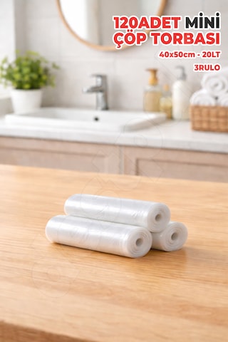 120 Adet Mini Boy Çöp Torbası - Ekstra Sağlam - Renkli 40x50cm 20lt