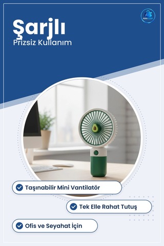 Şarjlı El Fanı Taşınabilir Mini Vantilatör Kişisel Serinletici Of