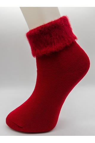 Socks 3 Çift Termal Yünlü Ekstra Yumuşak Kışlık Kadın Uyku Çorabı Siyah - Antrasit - Kırmızı