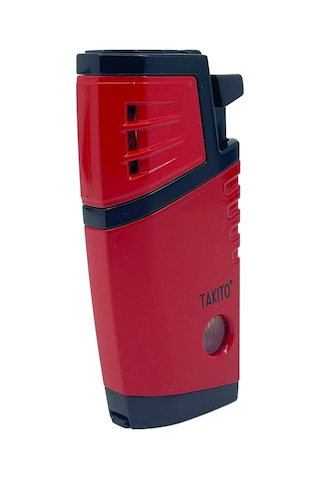 Takito Çift Torch Pürmüz Puro Çakmağı - Siyah/kırmızı Kırmızı