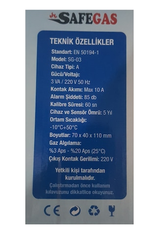 Safegas Gaz Doğalgaz , Lpg Alarm Cihazı