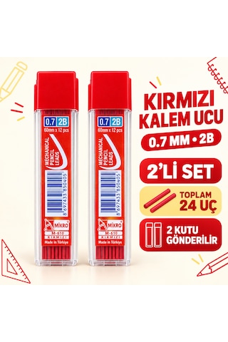 Mıkro 0.7 Kırmızı Renk Kalem Ucu 2 Tüp Mıkro 0.7 Kırmızı Renk Kalem Ucu 2 Tüp