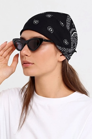 Herşey Nota Etnik Desen Fular Pamuklu Unisex Siyah 1716 Çok Renkli