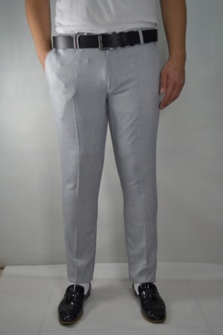 Slim Cizgili Erkek Pamuklu Pantolon Gri