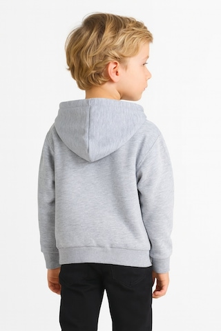 Ahengim Kız - Erkek Çocuk Basic Fermuarlı Kalın 3 İplik Kışlık Okul Sweat Ak1815 Gri