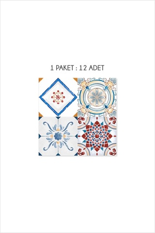 Retro Akdeniz Çini Desenli Mutfak Tezgah Arası - Banyo Sticker Çok Renkli
