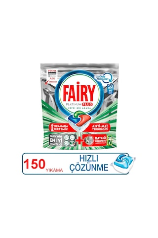 Fairy Platinum Plus Hepsi Bir Arada Bulaşık Makinesi Deterjanı 3 x 50 Tablet