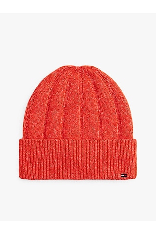 Tommy Hilfiger Th Flag Fluffy Beanıe Kadın Turuncu Bere - Aw0aw17779