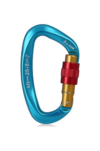 Geeksen "yüksek Dayanımlı Havacılık Alüminyum Çok Amaçlı Vida Kapaklı D Tipi Karabina - 25kn Taşıma Kapasiteli" Çok Renkli