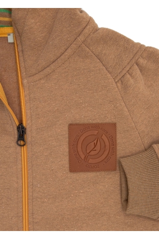 Recycle Pamuk Şardonlu Kapüşonlu Terrosso Kız Çocuk Ceket Açık Kahverengi