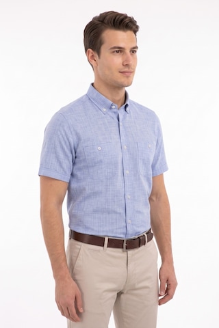 Mösyö Erkek Çift Cepli % 100 Cotton Kısa Kol Gömlek Bgl-st05647 Mavi