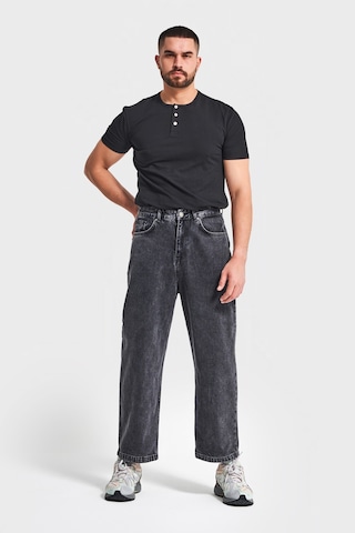 Itsbasic Erkek Füme Renk 3w5-14 Loose Baggy Fit Bol Kesim Cep Nakış Detaylı Denim Jean